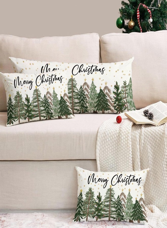 Baccessor Merry Christmas Pillow Cover 12x20 Inch, Xmas Trees Lumbar Pillow Case Christmas Winter Decoration for Cushion Sofa Couch Indoor Outdoor 1 Piece - Image 5